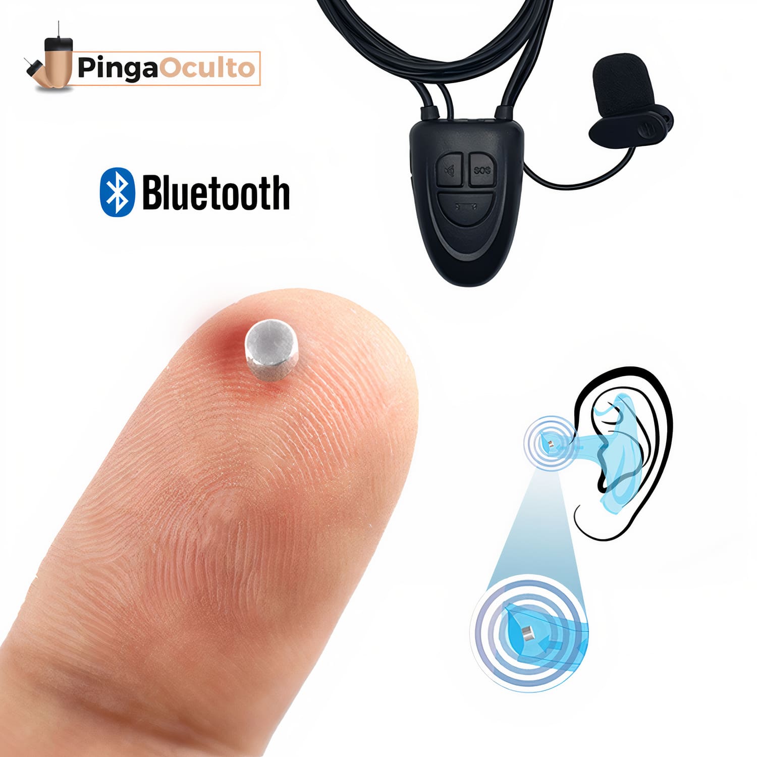 PingaOculto Pinganillo Examenes Bluetooth Oculto Iman Mini Invisible para  Movil con Microfono por Cable - Auriculares Invisibles Espia Inalambrico